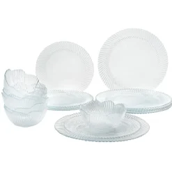 Gifi Service vaisselle transparent strié 18 pièces Marmara Sale