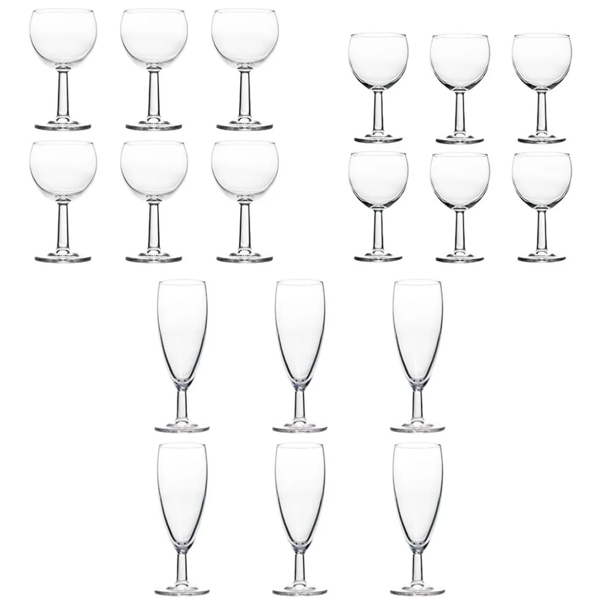 Gifi Service verre à pied ballon et flûte 18 pièces