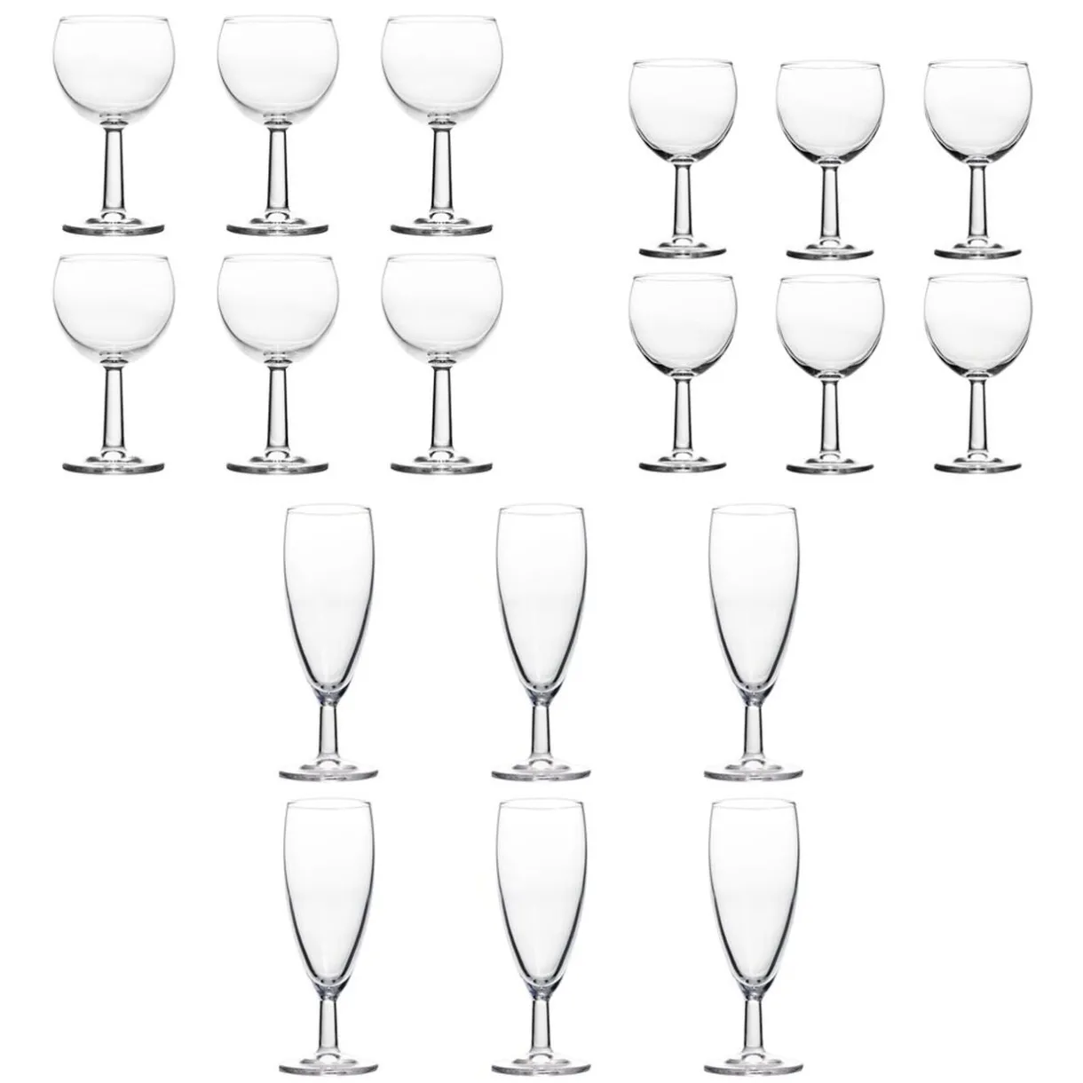 Gifi Service verre à pied ballon et flûte 18 pièces