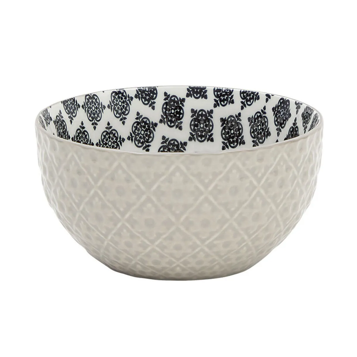 Gifi Set 4 bols décor ethnique noir et blanc et support en bambou Hot
