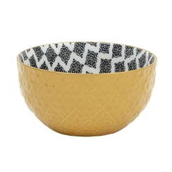 Gifi Set 4 bols décor ethnique noir et blanc et support en bambou Hot