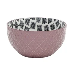 Gifi Set 4 bols décor ethnique noir et blanc et support en bambou Hot