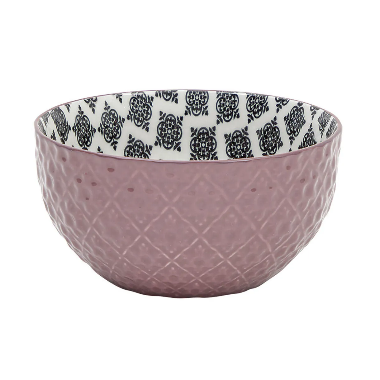 Gifi Set 4 bols décor ethnique noir et blanc et support en bambou Hot