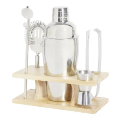 Gifi Set à cocktail acier avec support bois 6 pièces Clearance