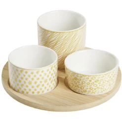 Gifi Set apéro plateau bambou Ø20cm et coupelle x3