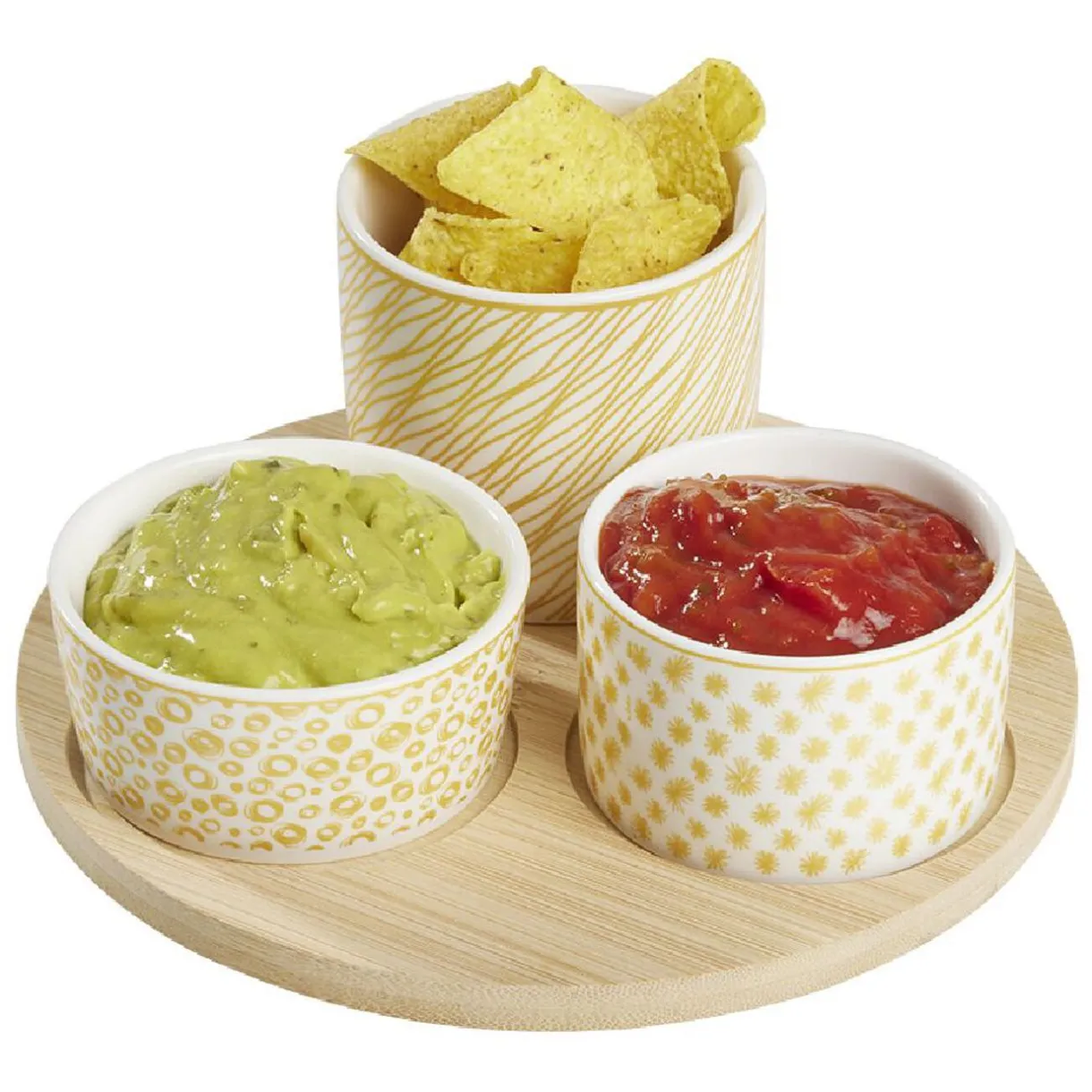 Gifi Set apéro plateau bambou Ø20cm et coupelle x3