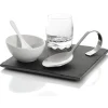 Gifi Set café gourmand ardoise et porcelaine blanche 5 pcs