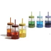 Gifi Set de 6 bocaux et pailles multicolores New