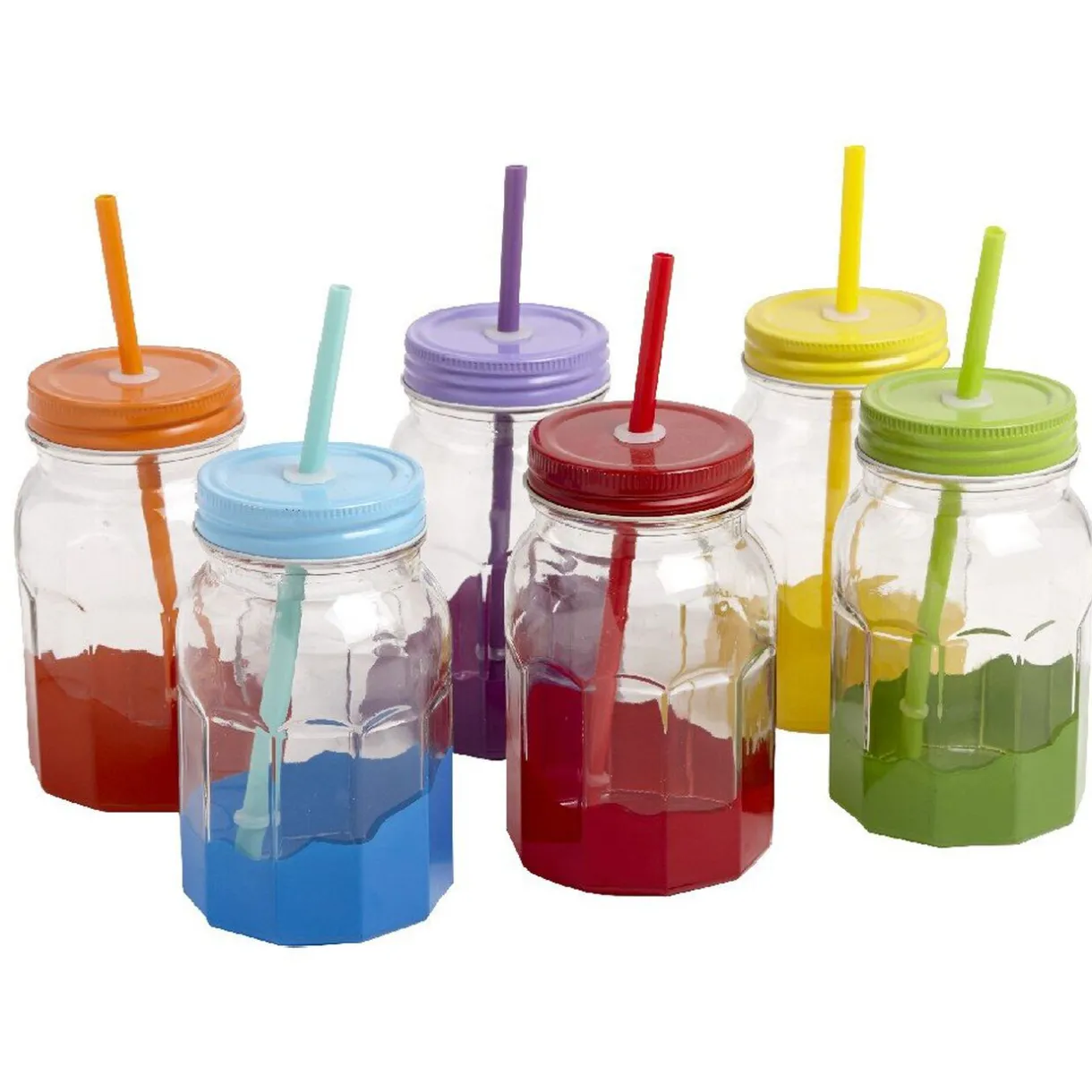 Gifi Set de 6 bocaux et pailles multicolores New