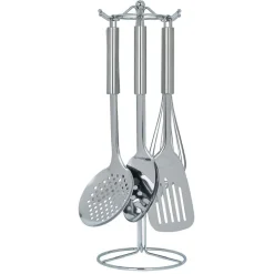 Gifi Set de 6 ustensiles de cuisine avec support inox gris Ø16xH40,5cm Outlet