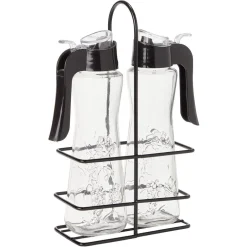 Gifi Set huile et vinaigre en verre relief fleur Ø5xH20cm