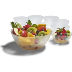 Gifi Set saladier avec coupelles x6 verre transparent martelé Best