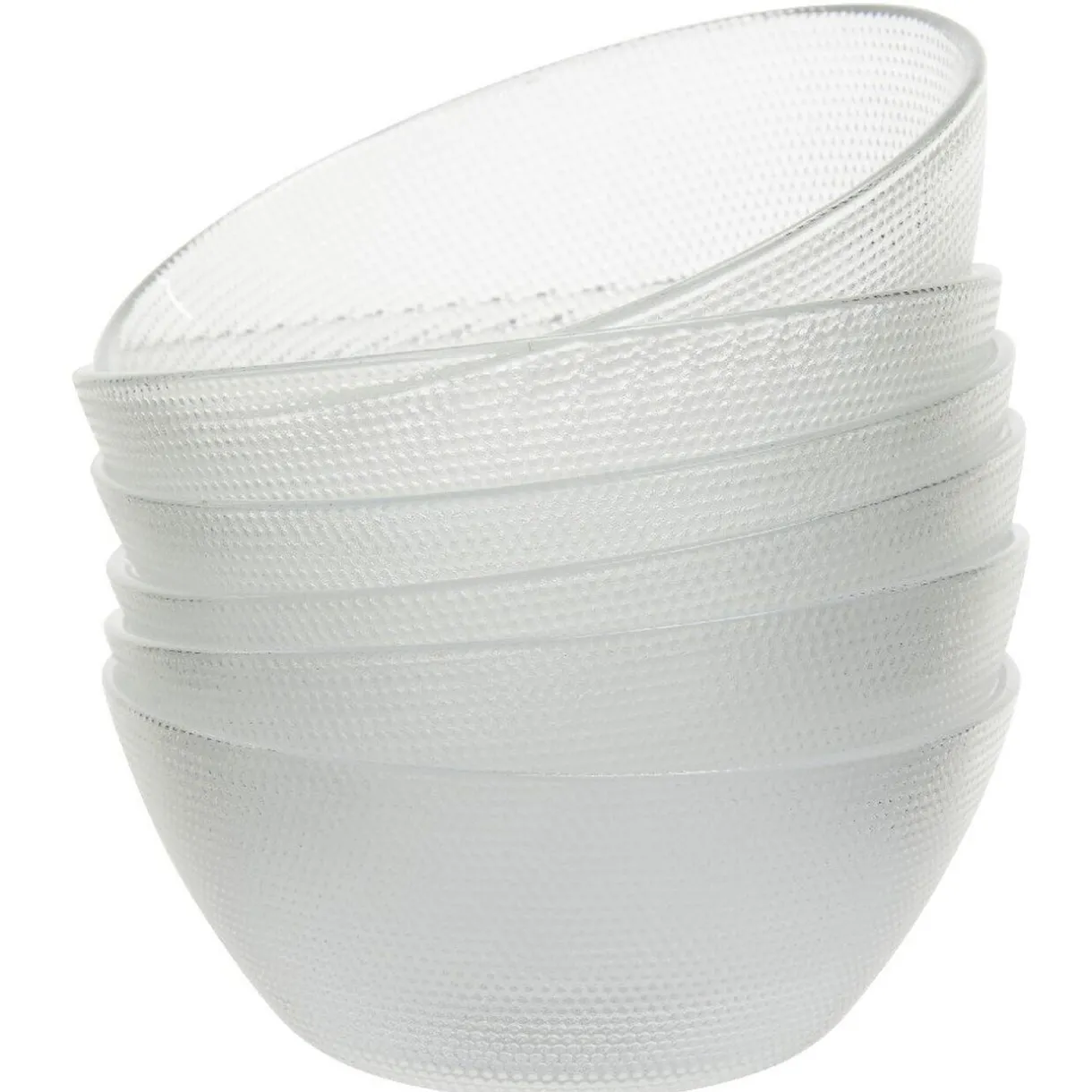 Gifi Set saladier avec coupelles x6 verre transparent martelé Best