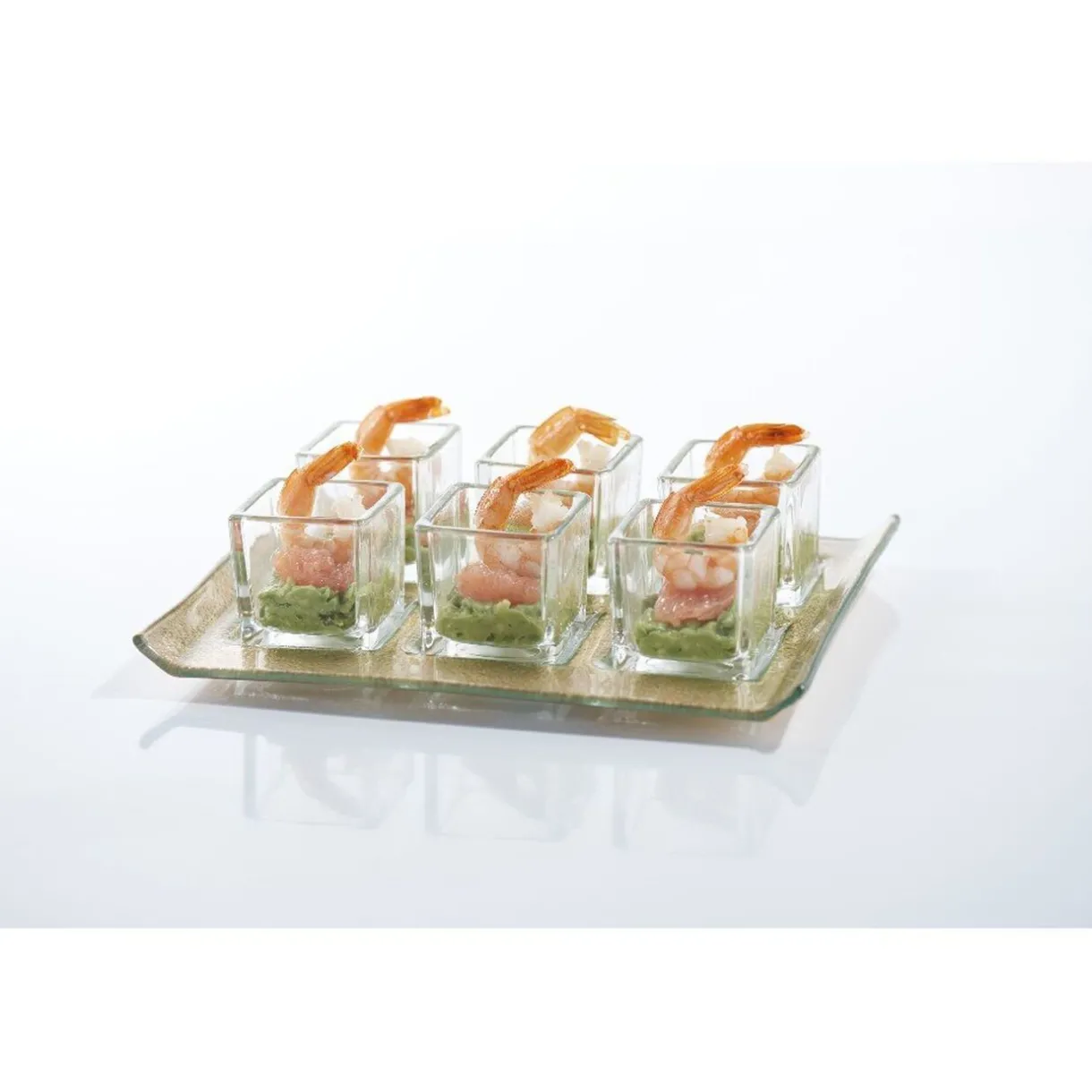 Gifi Set verrines transparentes et plateau doré Best