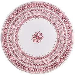 Gifi Sous assiette en plastique blanc motif Noël flocons rouge