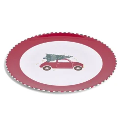 Gifi Sous assiette rond Noël rouge motif voiture Ø33cm New