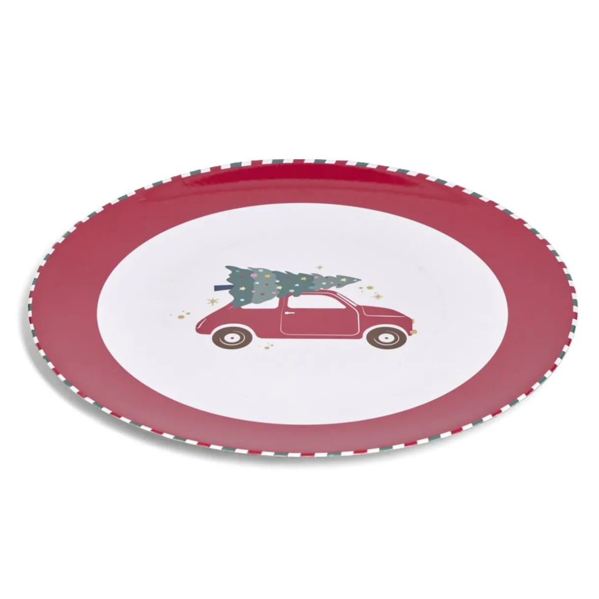 Gifi Sous assiette rond Noël rouge motif voiture Ø33cm New