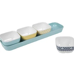 Gifi Support à apéritifs avec 4 coupelles déco jaune bleu Online