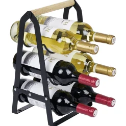 Gifi Support 6 bouteilles bois et métal noir Clearance