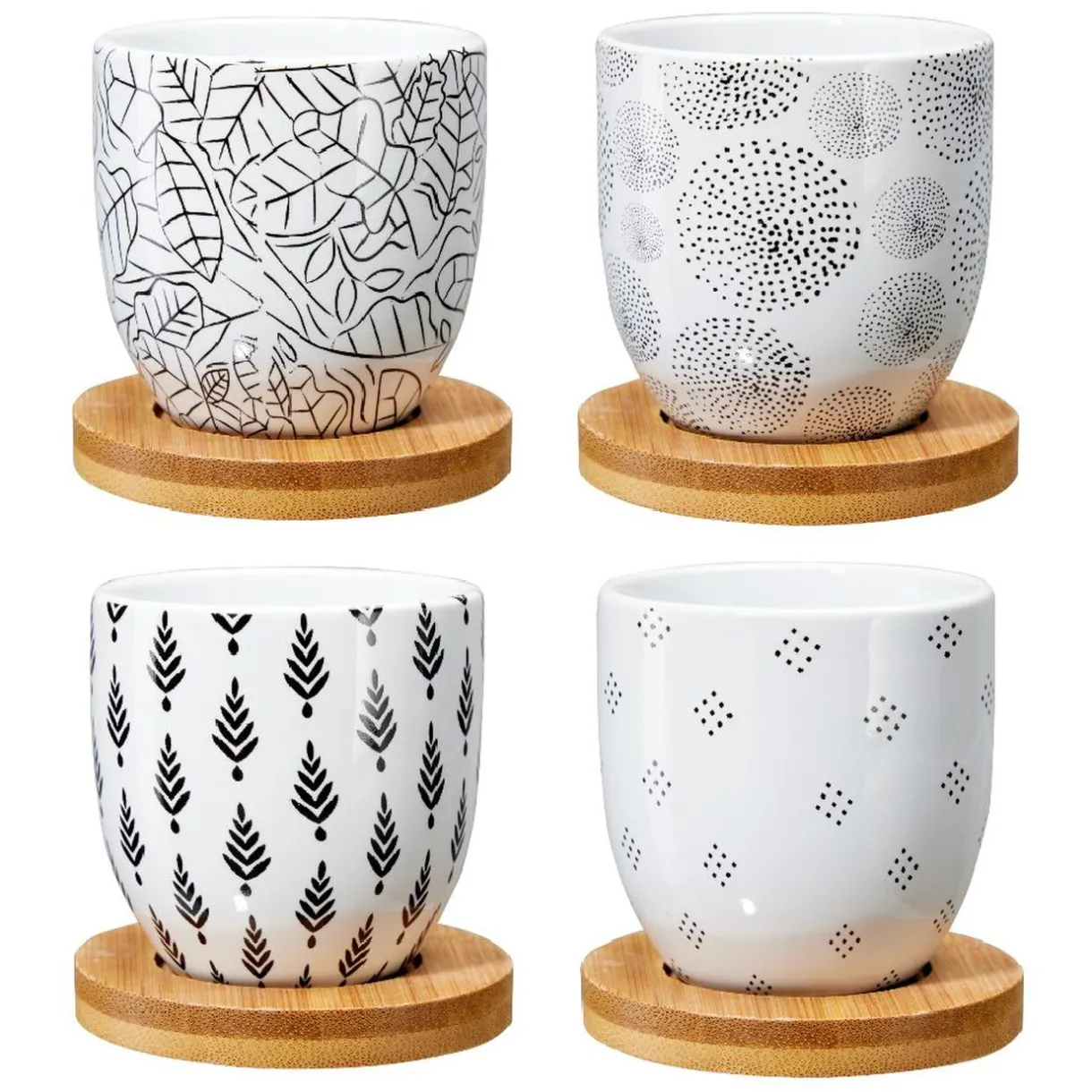 Gifi Tasse à café avec sous-tasse en bois x4