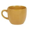 Gifi Tasse à expresso faïence jaune moutarde et rainures verticales relief