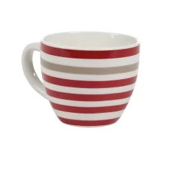 Gifi Tasse à expresso porcelaine blanc à rayures rouge gris 9 cl