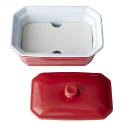 Gifi Terrine avec couvercle et presse rectangulaire rouge blanche Sale