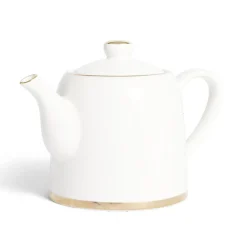 Gifi Théière 1L faïence blanc et doré Ø12xH15xm New