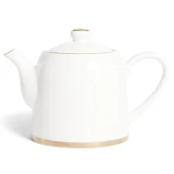 Gifi Théière 1L faïence blanc et doré Ø12xH15xm New