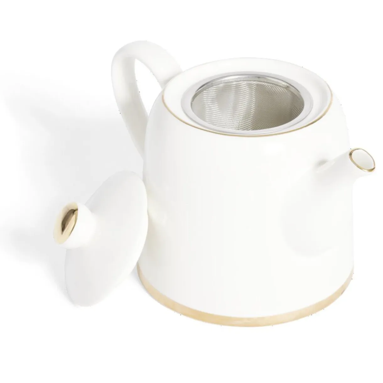 Gifi Théière 1L faïence blanc et doré Ø12xH15xm New