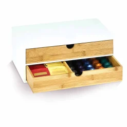 Gifi Tiroir à dosettes et capsules 2 niveaux bambou blanc naturel Hot