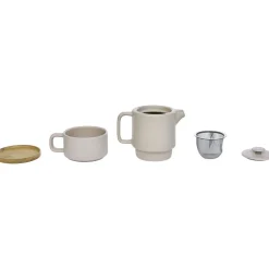 Gifi Tisanière 40cl et tasse 25cl grès taupe avec support bambou