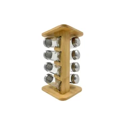 Gifi Tour à épices bambou et 8 pots en verre