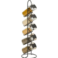 Gifi Tour à épices en métal avec 5 pots en verre Ø11xH39cm Hot