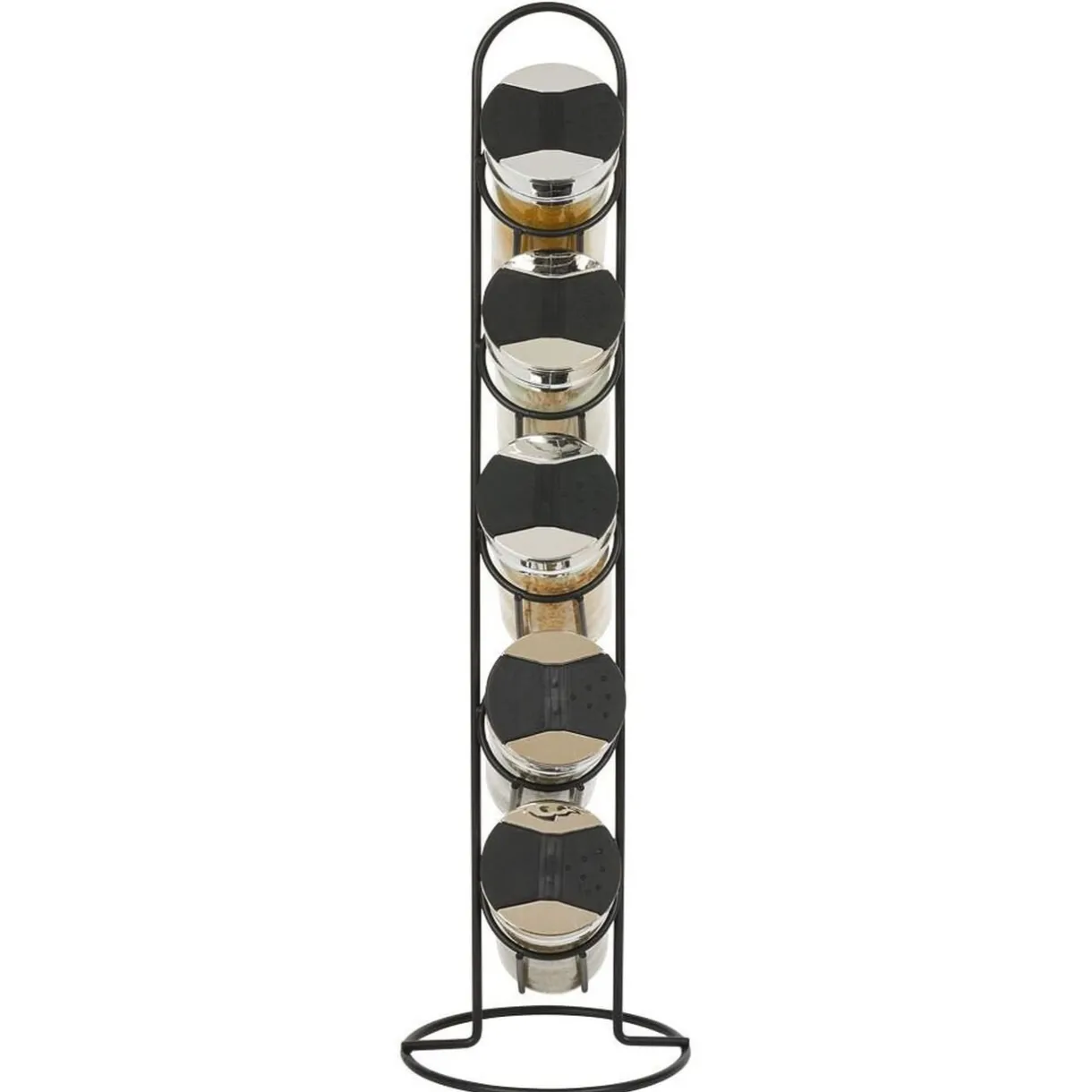 Gifi Tour à épices en métal avec 5 pots en verre Ø11xH39cm Hot