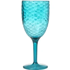 Gifi Verre à pied plastique bleu martelé Clearance
