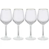 Gifi Verre à vin transparent avec liseré doré x4