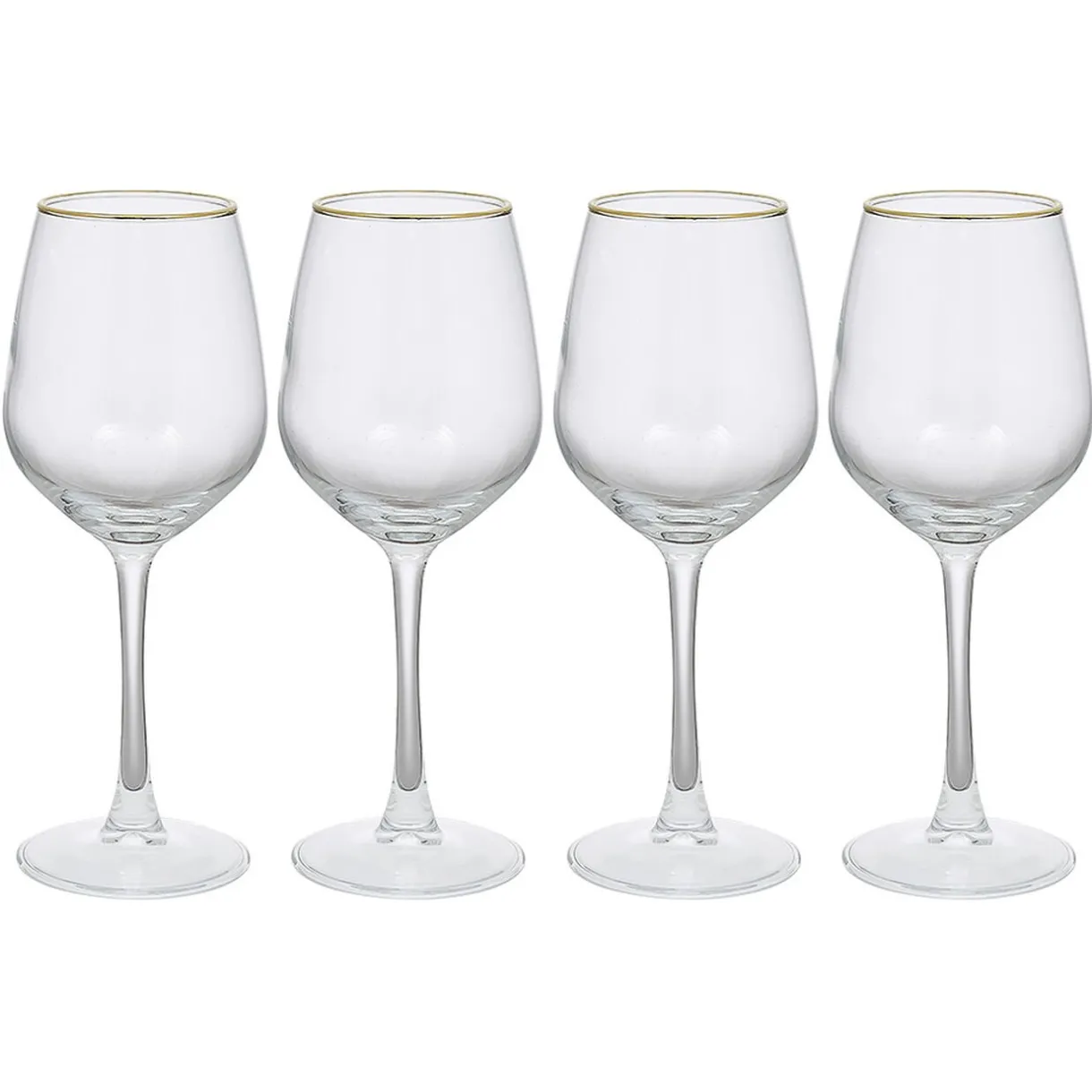 Gifi Verre à vin transparent avec liseré doré x4