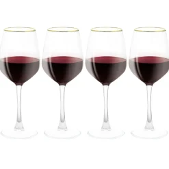 Gifi Verre à vin transparent avec liseré doré x4