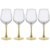 Gifi Verre à vin transparent pied doré x4