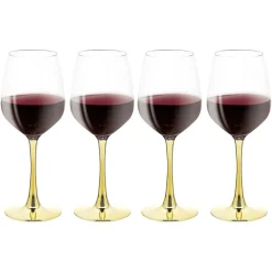Gifi Verre à vin transparent pied doré x4