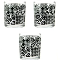 Gifi Verre bas motif carreaux de ciment x 3