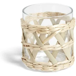 Gifi Verre bas transparent avec raphia Ø8xH9cm Outlet