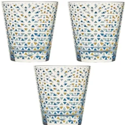 Gifi Verre gobelet transparent déco triangles multicolore x 3