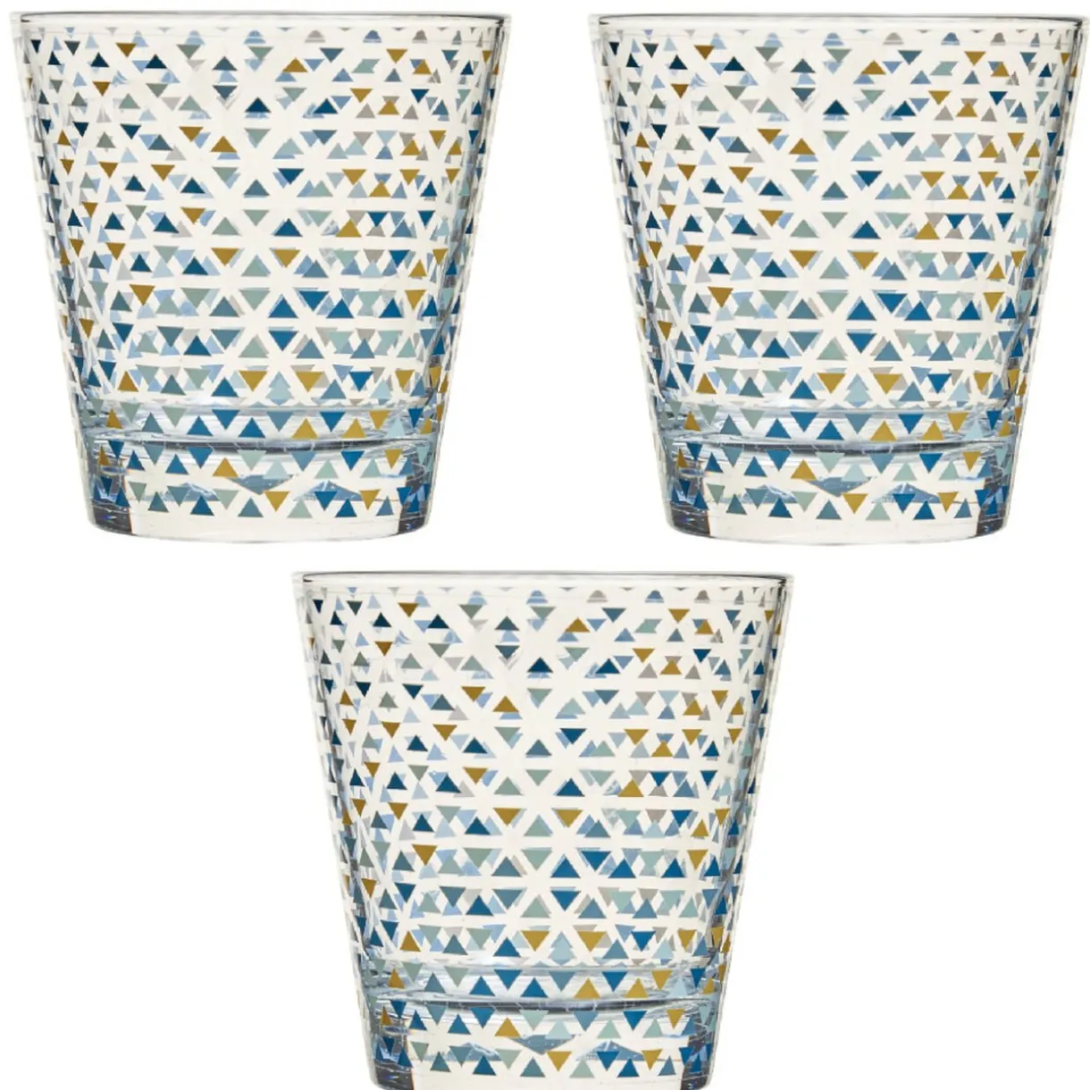 Gifi Verre gobelet transparent déco triangles multicolore x 3