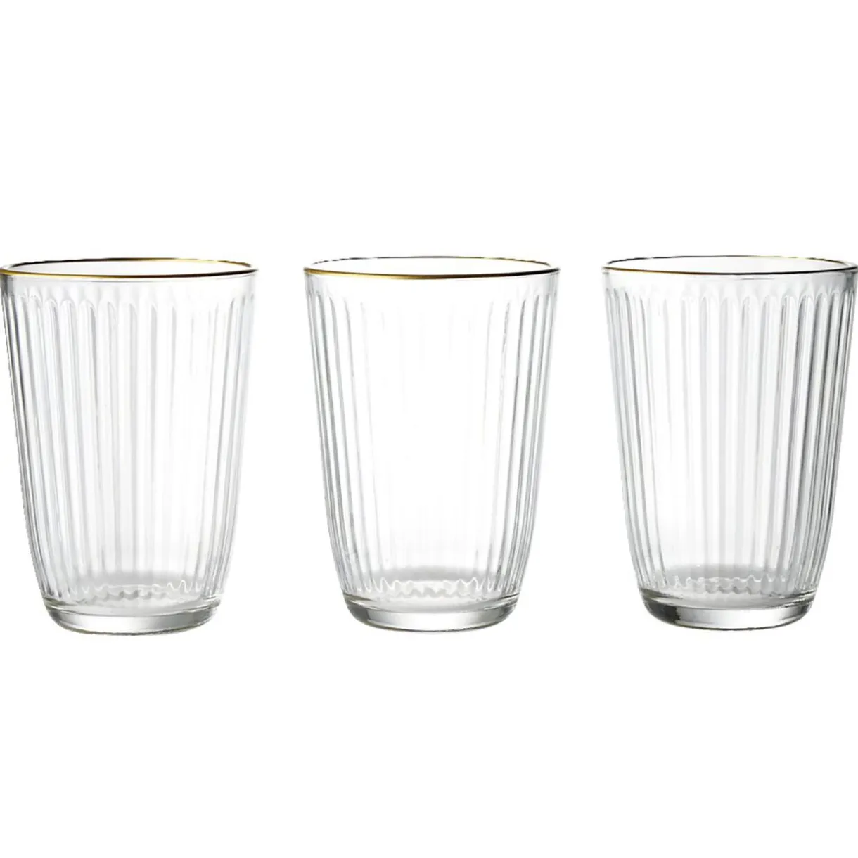 Gifi Verre haut strié bord doré 39,5cl Ø8,5cm H12cm Clearance