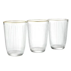 Gifi Verre haut strié bord doré 39,5cl Ø8,5cm H12cm Clearance