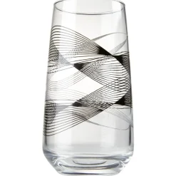 Gifi Verre haut transparent motif graphisme ligne noire 48 cl Outlet