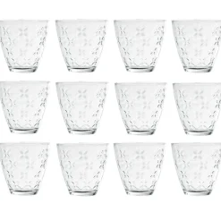 Gifi Verre transparent motif relief fleur x12
